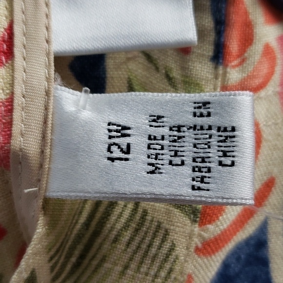 TALBOTS VTG Linen Blend Floral Crop/Ankle  Pant Size 12W. - Picture 12 of 12